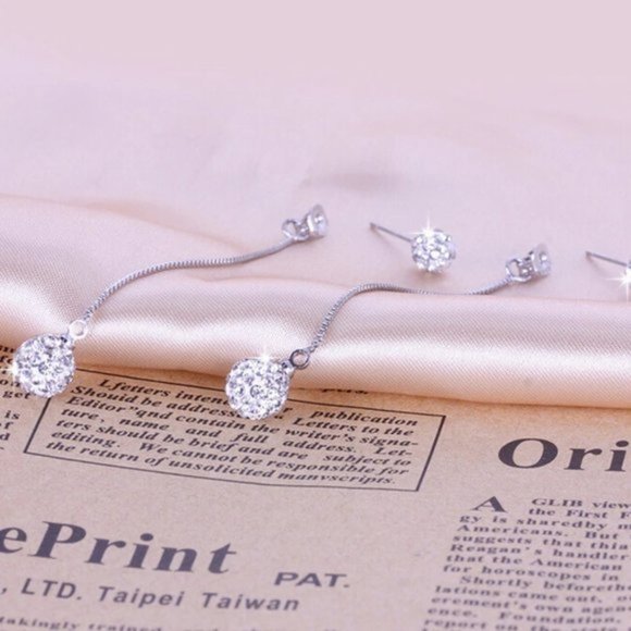 Jewelry - NEW 925 Sterling Silver Crystal Ball Earrings